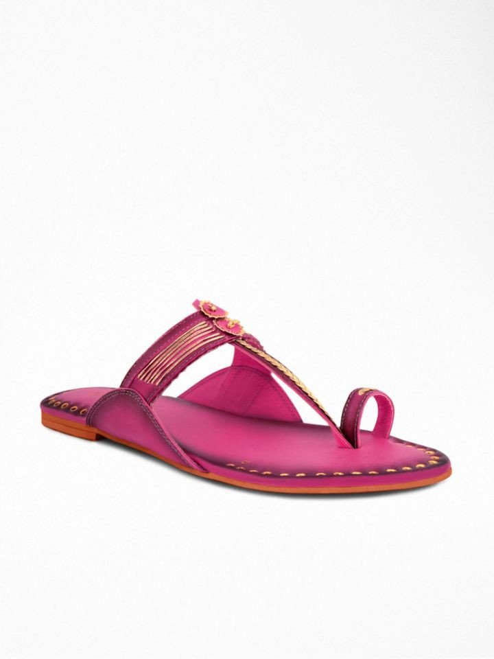 Kolhapuri Chappal Pink Flat Sandals for Women