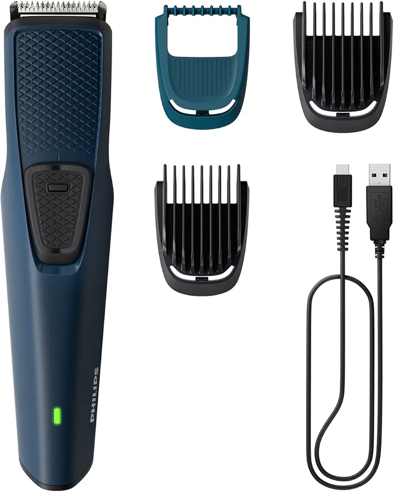 Philips Battery Powered SkinProtect Beard Trimmer for Men - Lasts 4x Longer, DuraPower Technology, Cordless Rechargeable with USB Charging, Charging Indicator, Travel Lock, No Oil Needed BT1232/18