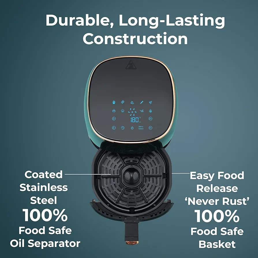 Pigeon Healthifry Digital Air Fryer, 360° High Speed Air Circulation Technology 1200 W with Non-Stick 4.2 L Basket