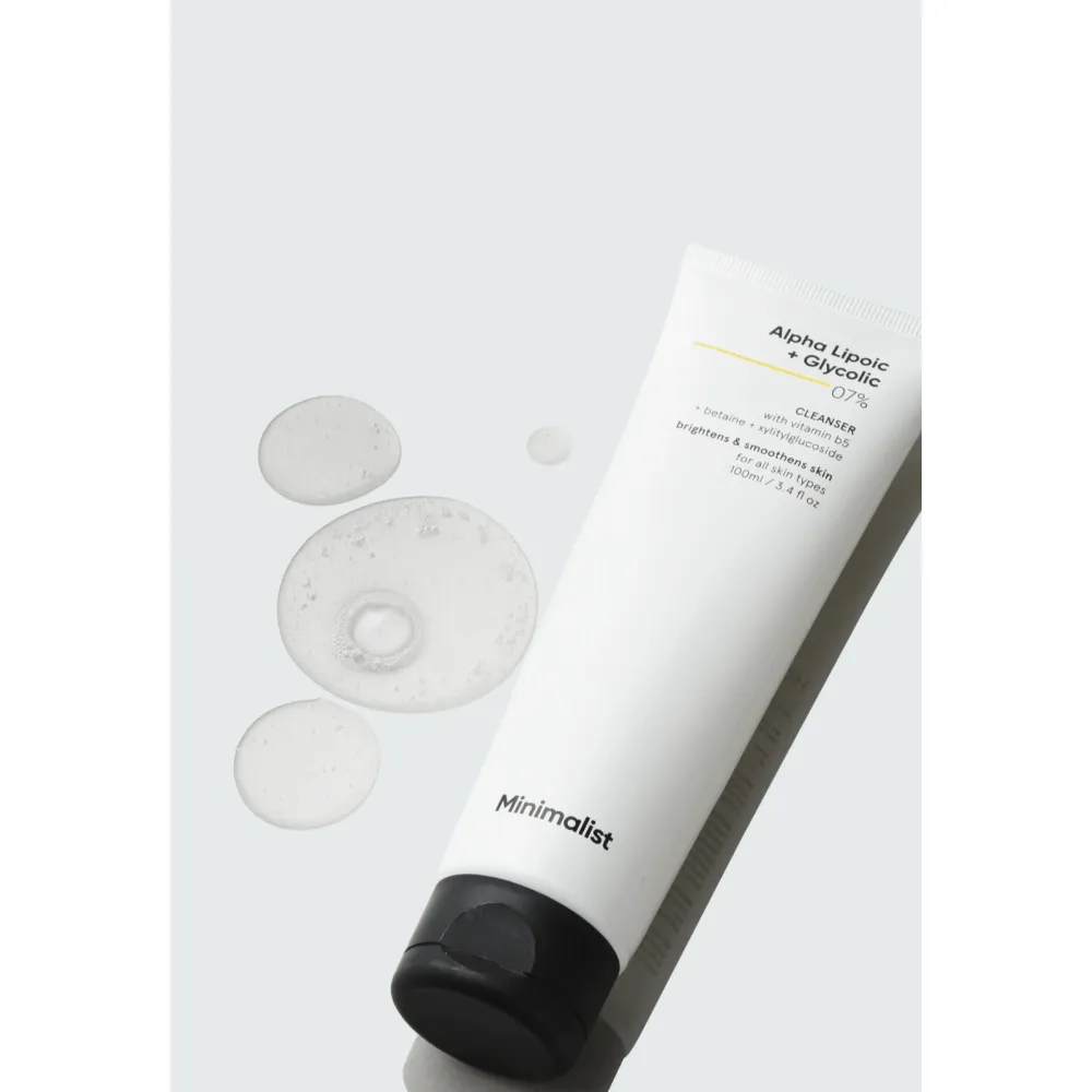 Minimalist 7% ALA + Glycolic Brightening Face Wash | Cleanser with ALA For Glowing Skin, AHA for Exfoliation and Vitamin B5 For Hydration | Sulphate-free | Fragrance-free | For Women & Men