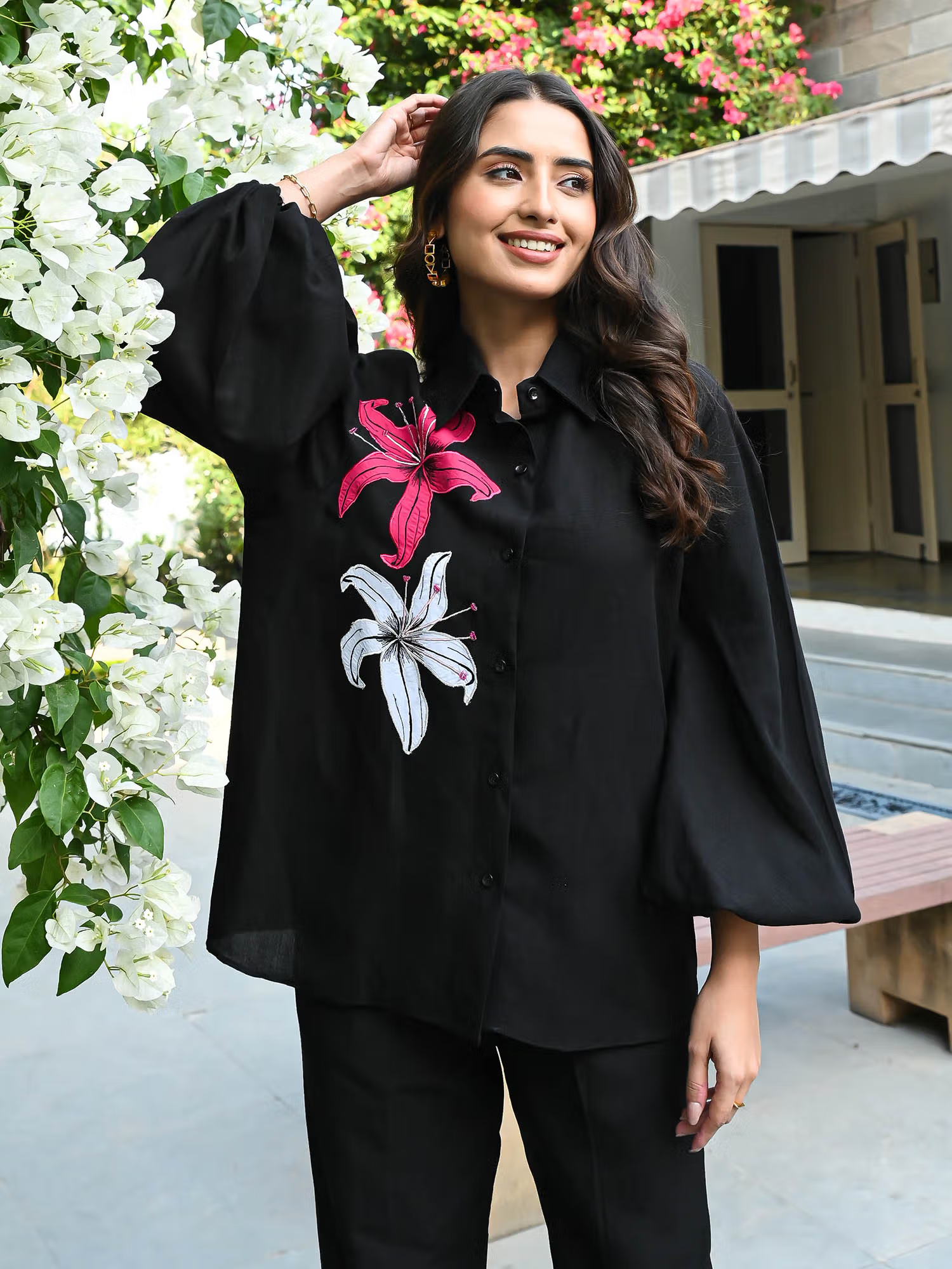 Black Embroidered Noir Ensemble Co-Ord (Set of 2)