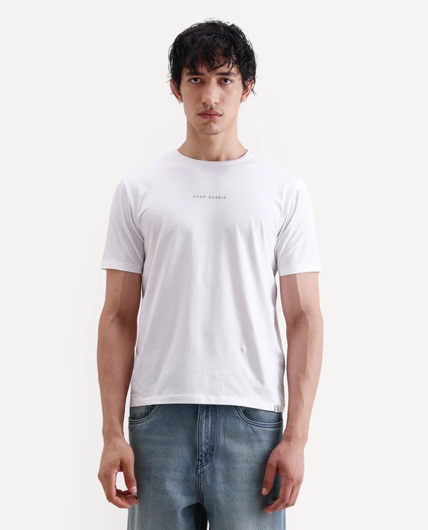 RABBIT-S26 - WHITE REGULAR FIT SOLID TSHIRT WITH BRANDING
