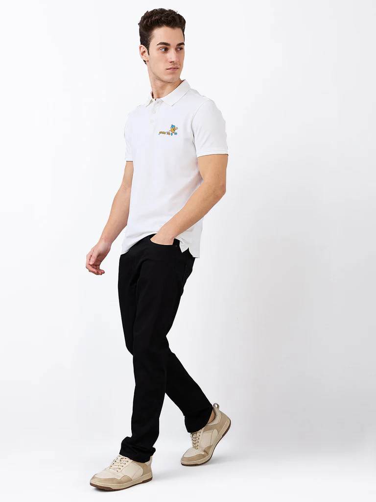 Men Jeans Regular Fit Black Mid Rise