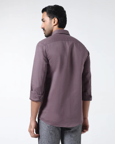 Purple Linen Solid Shirt - Cleo