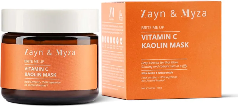 ZM Zayn & Myza Vitamin C Kaolin Cream Face Mask - For Glowing, Hydrated & Nourished Skin I No Chemical Nasties, For All Skin Types, 50 g