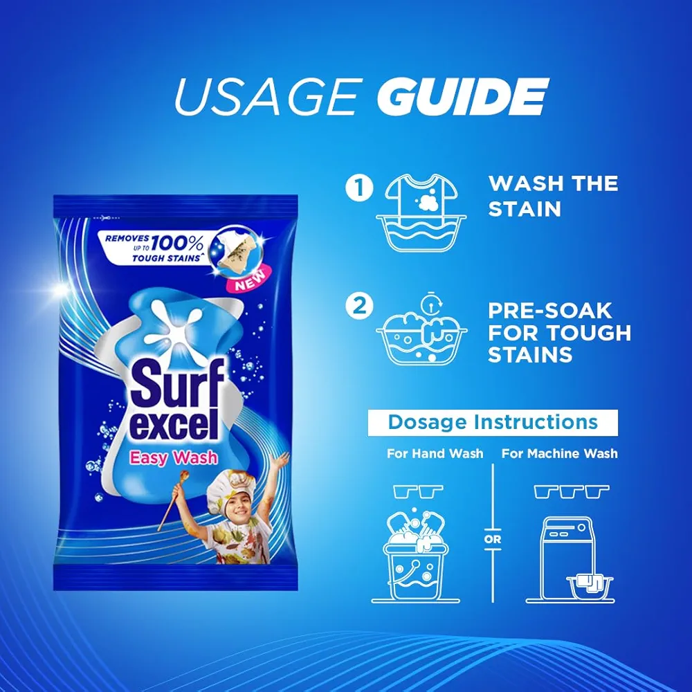 Surf Excel Easy Wash Detergent Powder7 kg | Superfine Washing Powder | Dissolves Easily & Removes Tough Stains | Suitable for all Washing Machines (Pack of 1)