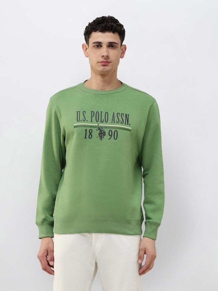 U.S. Polo Assn. Men's Brand Typography Printed Regular Fit Sweatshirt - Green