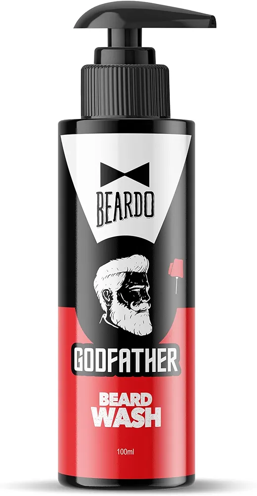 Beardo Godfather Beard Wash for men, 100ml | Aromatic, Woody Scent | Purifying & Hydrating Beard and Skin Cleaner with Avocado Oil, Argan Oil | Beard Shampoo for Clean & Healthy Beard