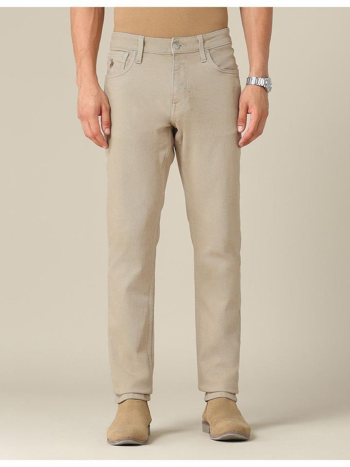 U.S. Polo Assn. Mens Brandon Slim Straight Fit Beige Jeans