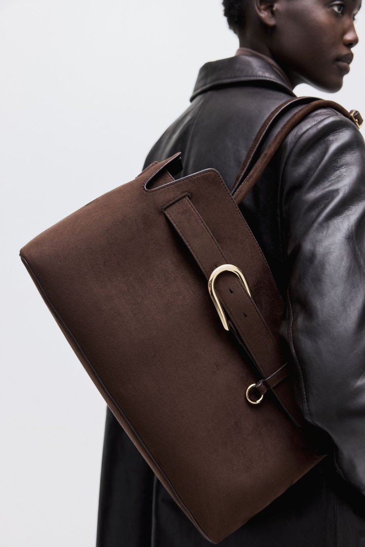 H&M Women Brown Strap-Detail Tote Bag