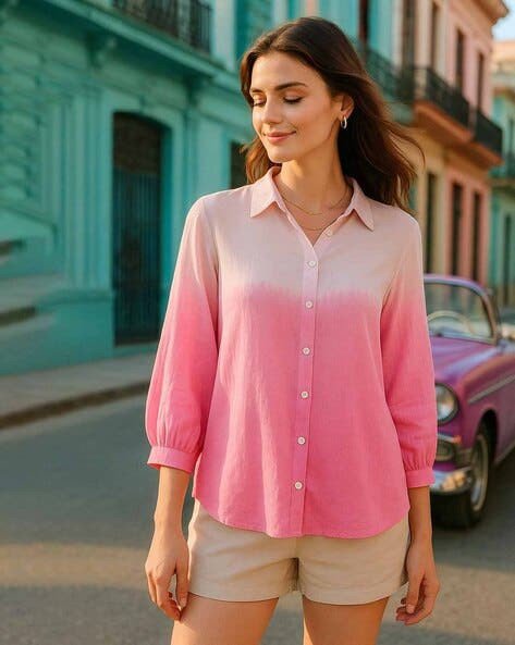 Women Ombre-Dyed Regular Fit Shirt