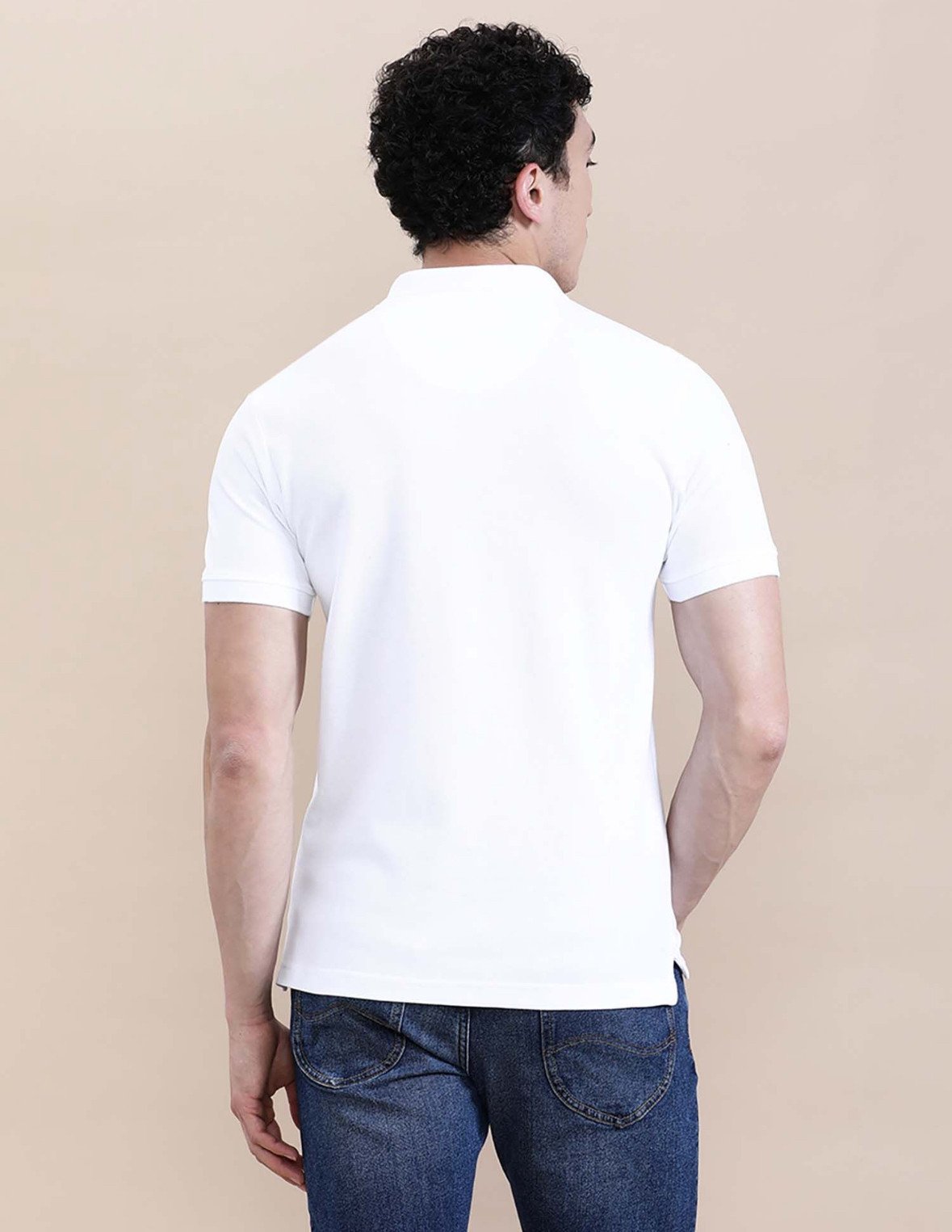 White Solid/Plain Slim Fit Polo T-Shirt