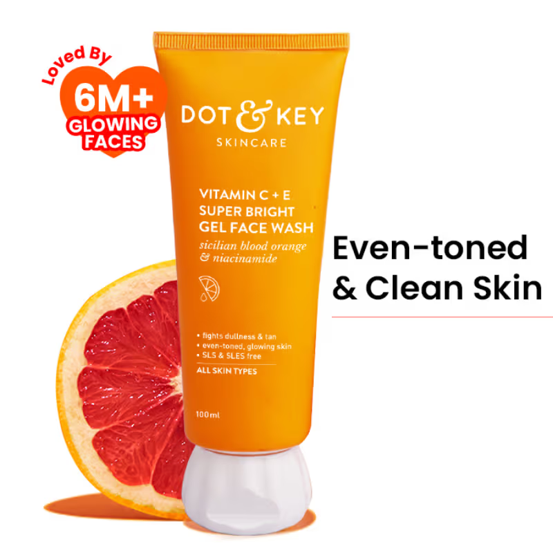 Dot & Key Vitamin C+E Super Bright Gel Face Wash, Sicilian Blood Orange & Niacinamide (100ml)