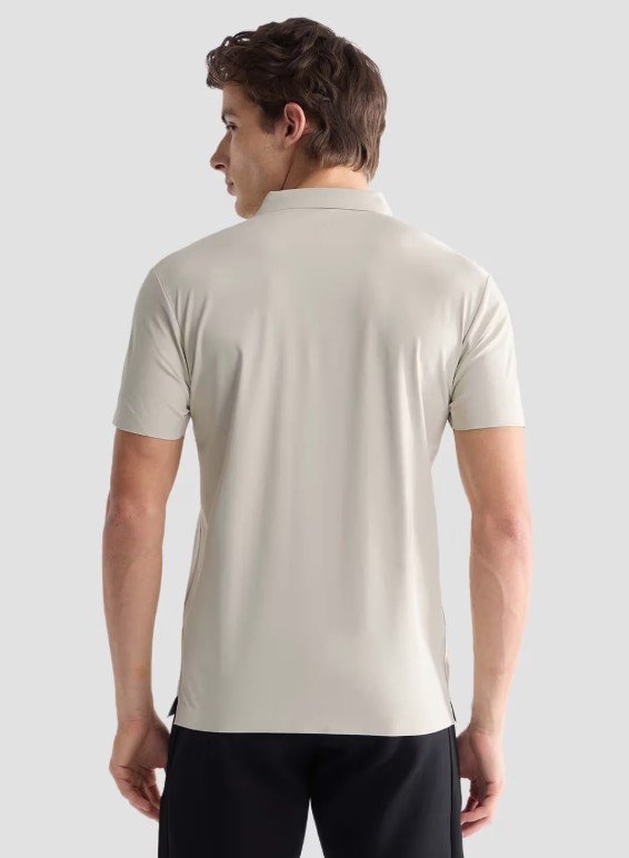 Men Beige Polyester Solid/Plain Polo T-Shirt