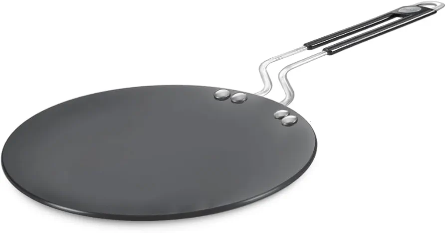 Prestige Hard Anodised Roti Tawa 22.5 cm | Thick Base (4 mm) | Gas & Induction Compatible | Metal Spoon Friendly | Stay Cool Handle | Wide Base | 2Y Warranty | ISI