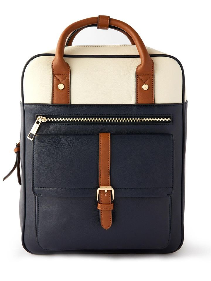 Womens Faux Leather Dark Multi Color Harrie Backpack