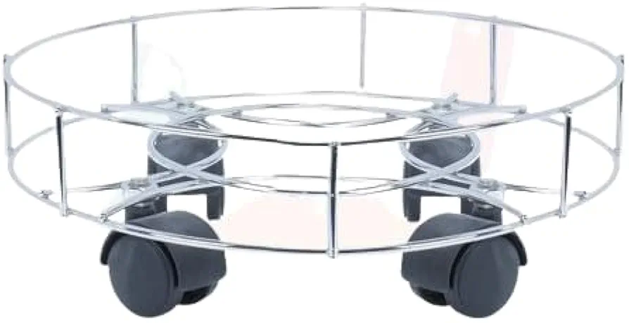 Premium Stainless Steel LPG Gas Cylinder Trolley with Heavy Duty PVC Black Wheels for Home Cylinder (1 PC)
