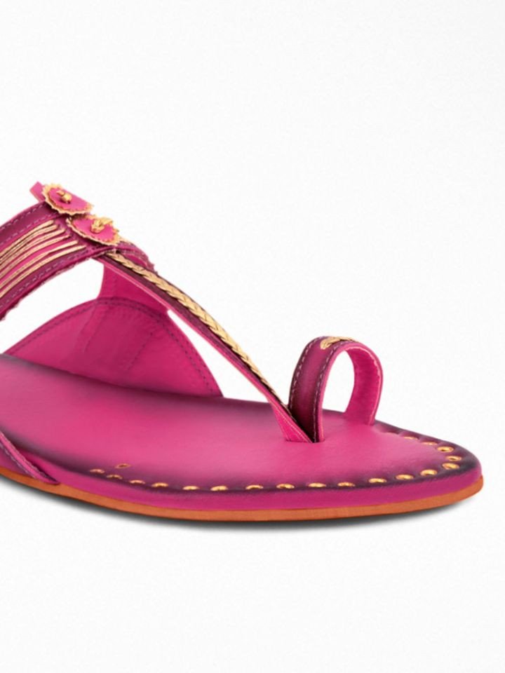 Kolhapuri Chappal Pink Flat Sandals for Women