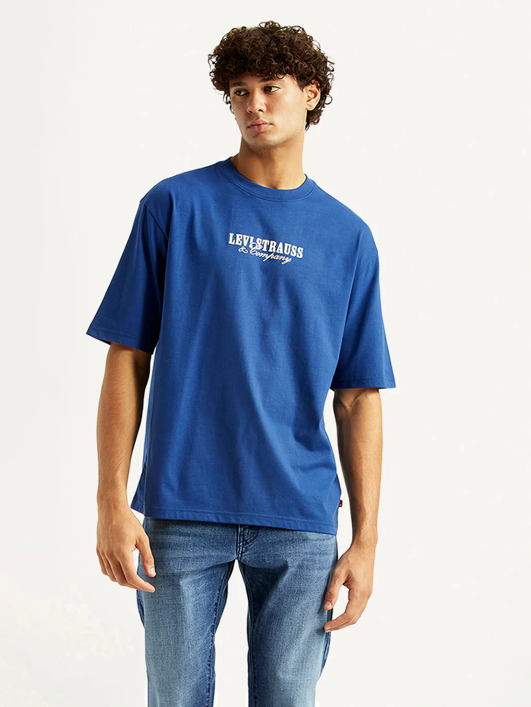 Men's Graphic Print Blue Loose Fit T-shirt