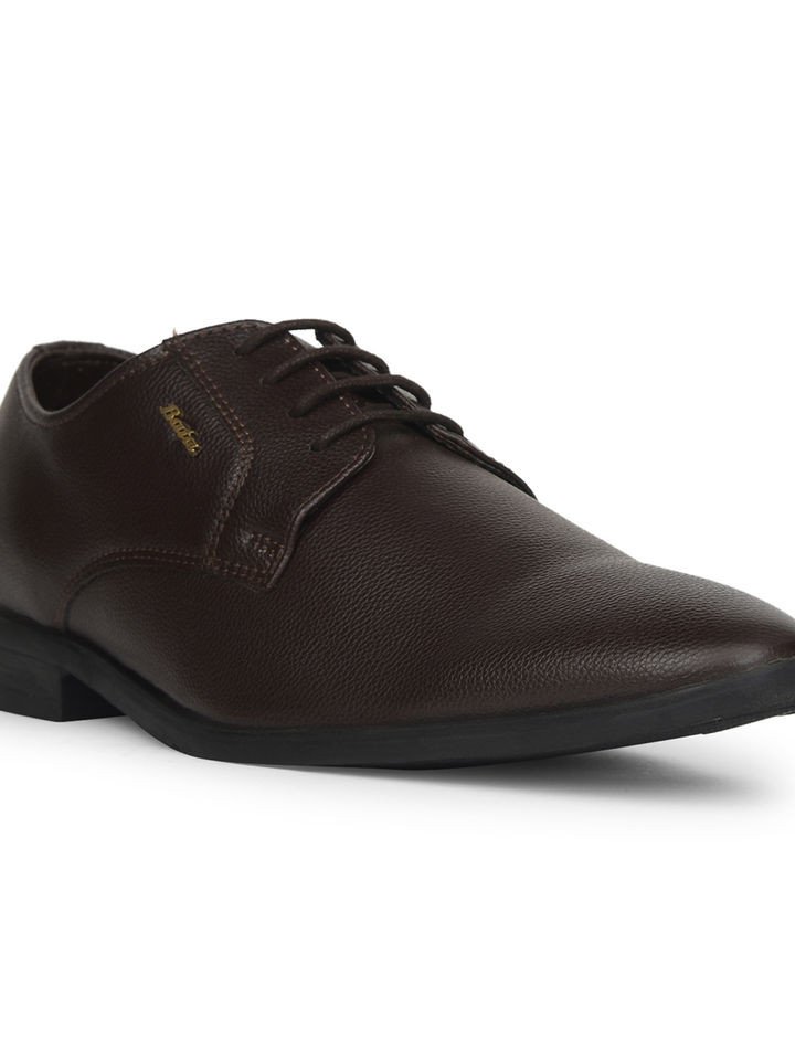 Bata Men Formal Round Toe Derbies Shoes Brown