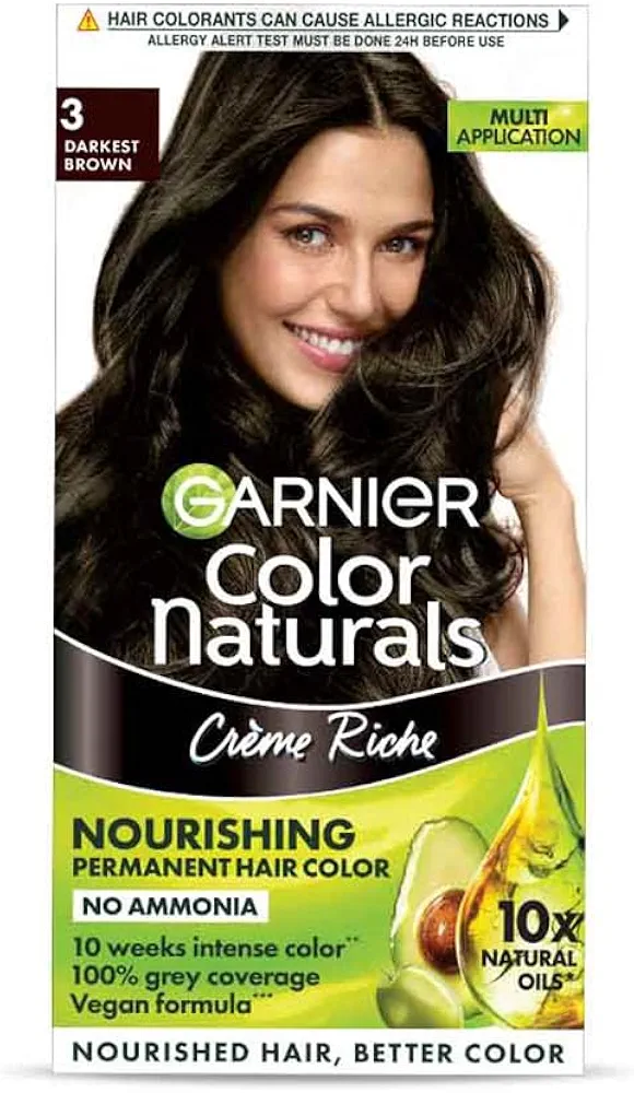 Garnier Color Naturals Crème hair color, Shade 3 Darkest Brown,