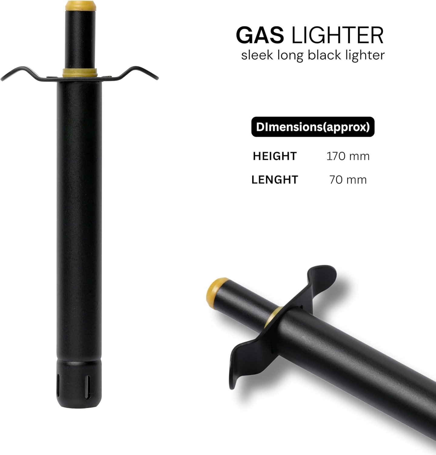 Long Lasting Manual Kitchen Lighter | Spark Ignition Lighter for Gas Stove & Burner for Home, Restaurant and Outdoor Use - Regular Size Handle with Grip Guard