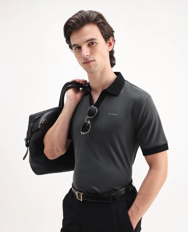 CARMELON - DARK GREY REGULAR FIT PLAIN POLO