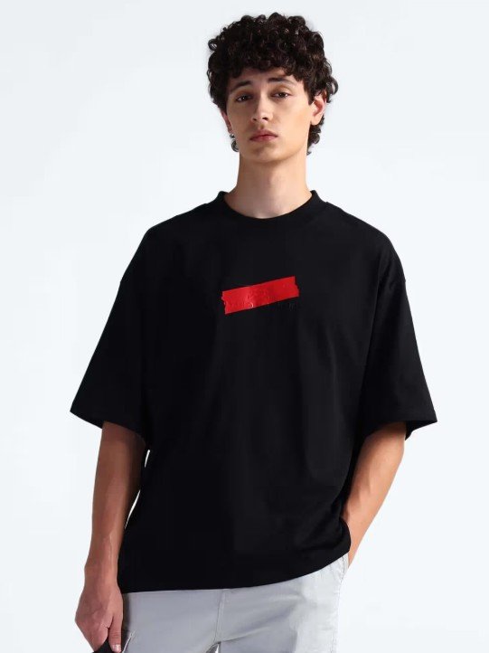 Black Printed Oversized T-Shirt