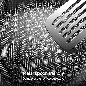Stahl Artisan Hybrid Triply Non Stick Kadai with Lid 2.4 L, 24 cm, Stainless Steel Kadai for Cooking, Triply Kadhai Metal Spatula Friendly, Induction & Gas Stove Compatible,