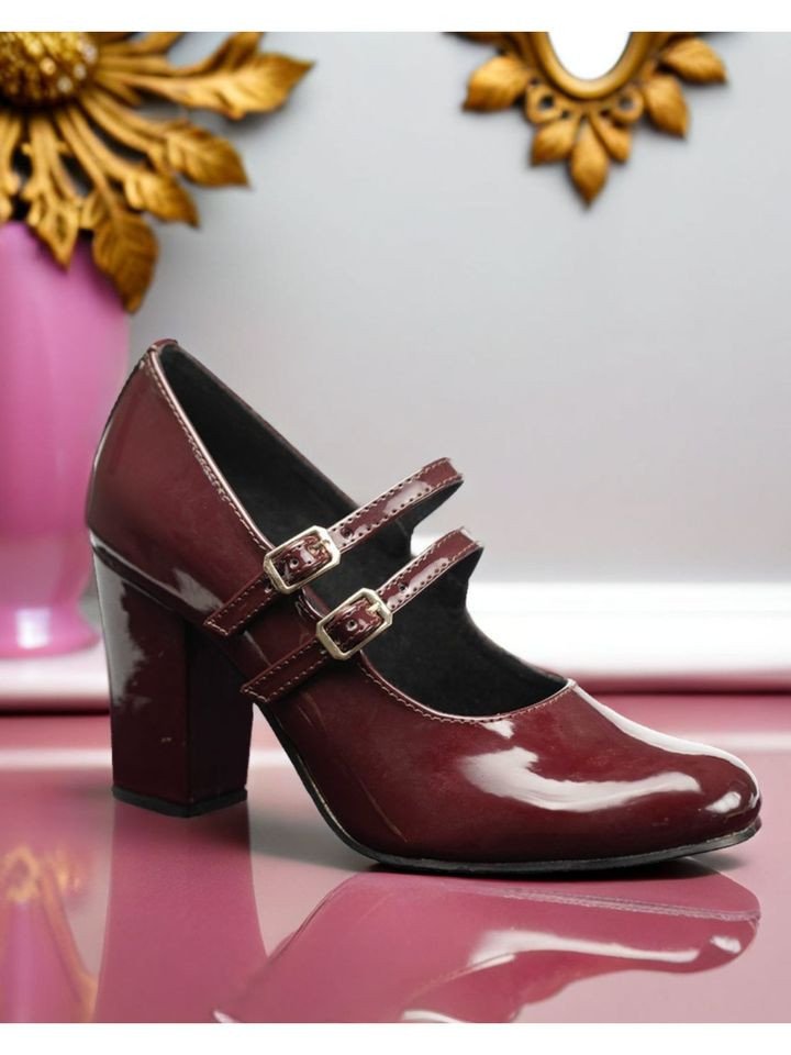 Womens Block Mary Jane Pumps Heels