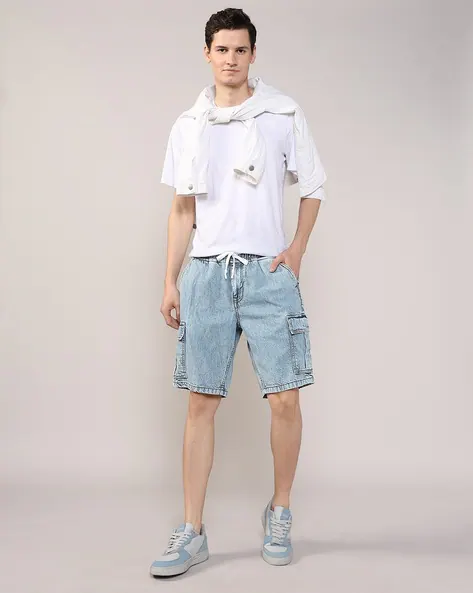 LEE COOPER Men Washed Regular Fit Denim Shorts