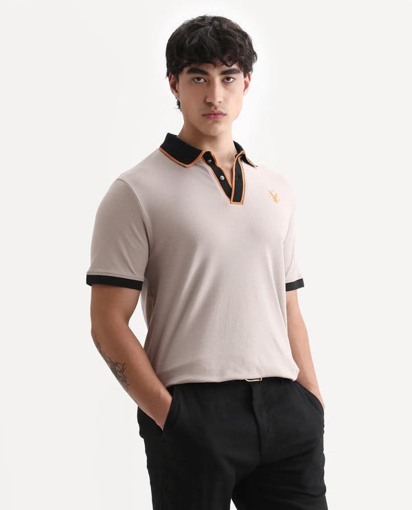 DUSKY BEIGE REGULAR FIT PLAIN POLO
