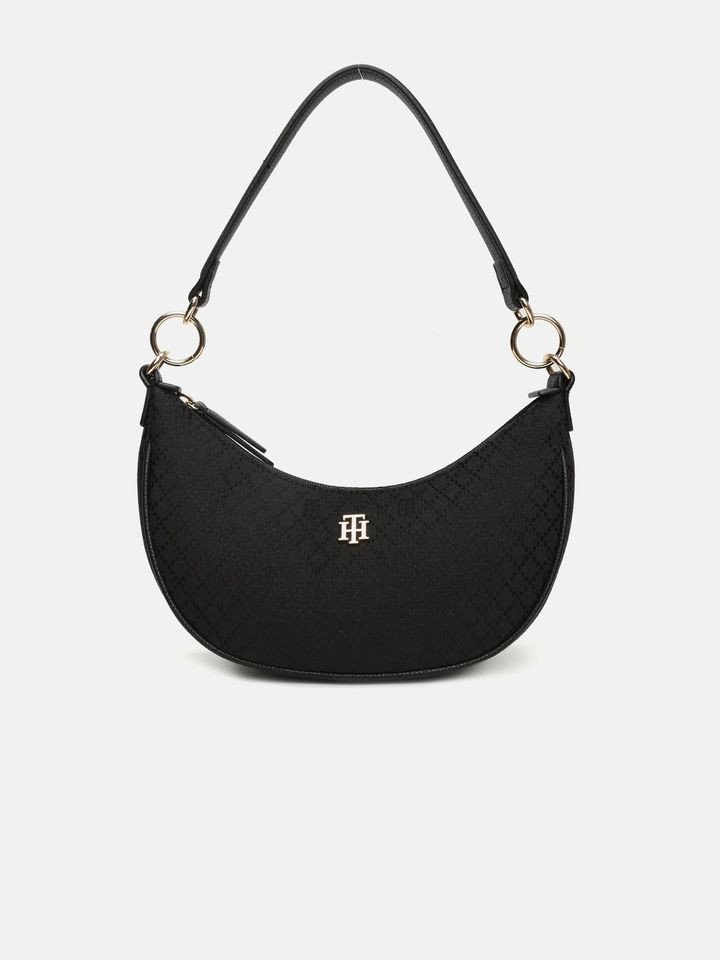 Tommy Hilfiger Logo Black Polyester Shoulder Bag