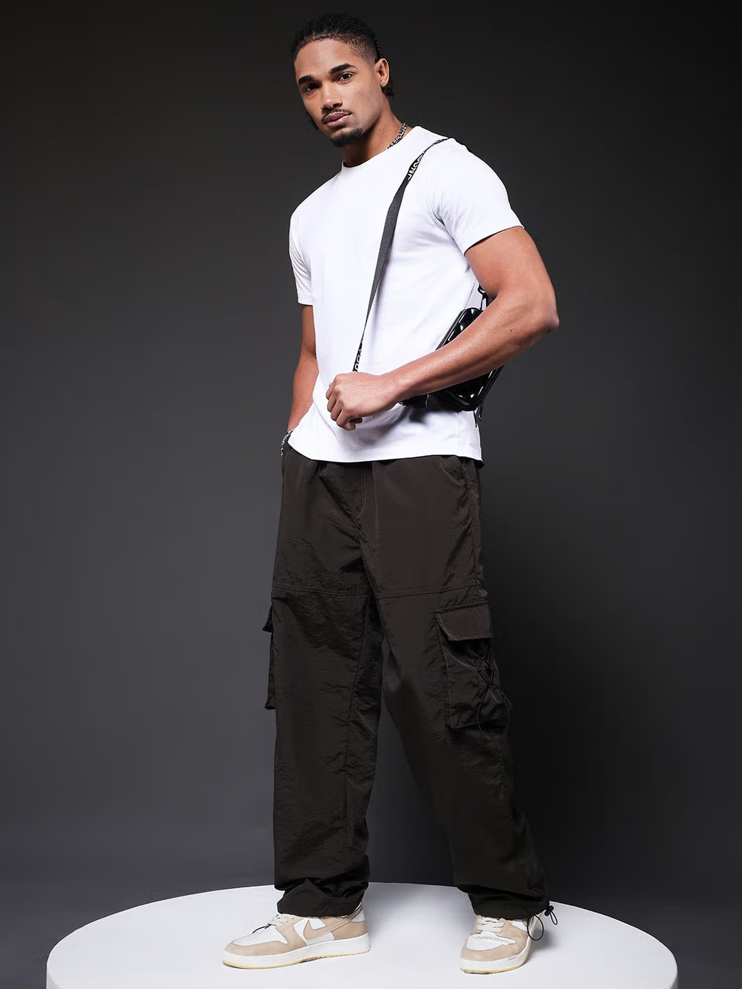 Men Black Solid Trackpant