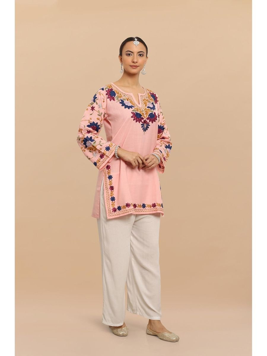Kactto Kashmiri Short Kurti - Pink