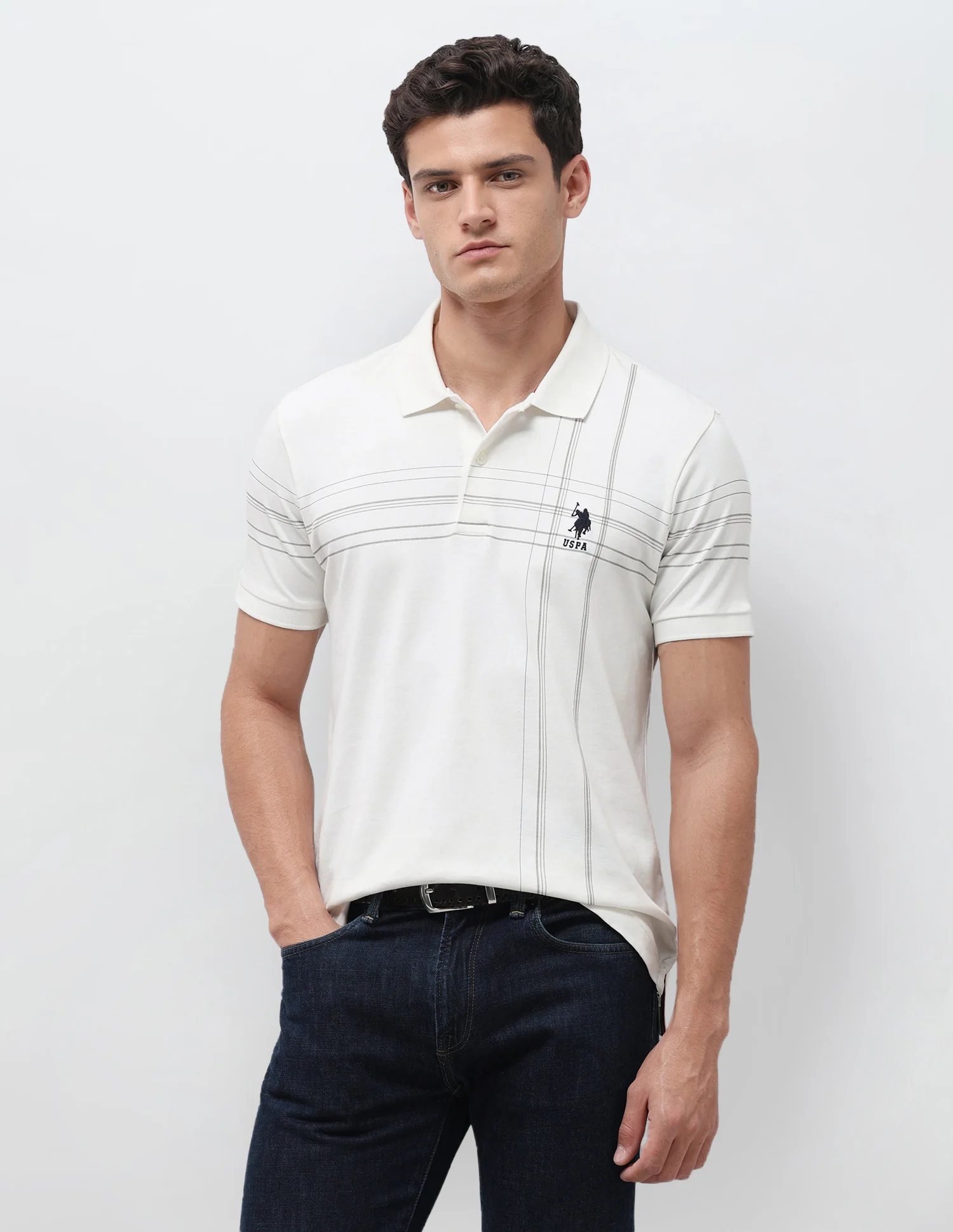 Vertical Striped Slim Fit Polo Shirt