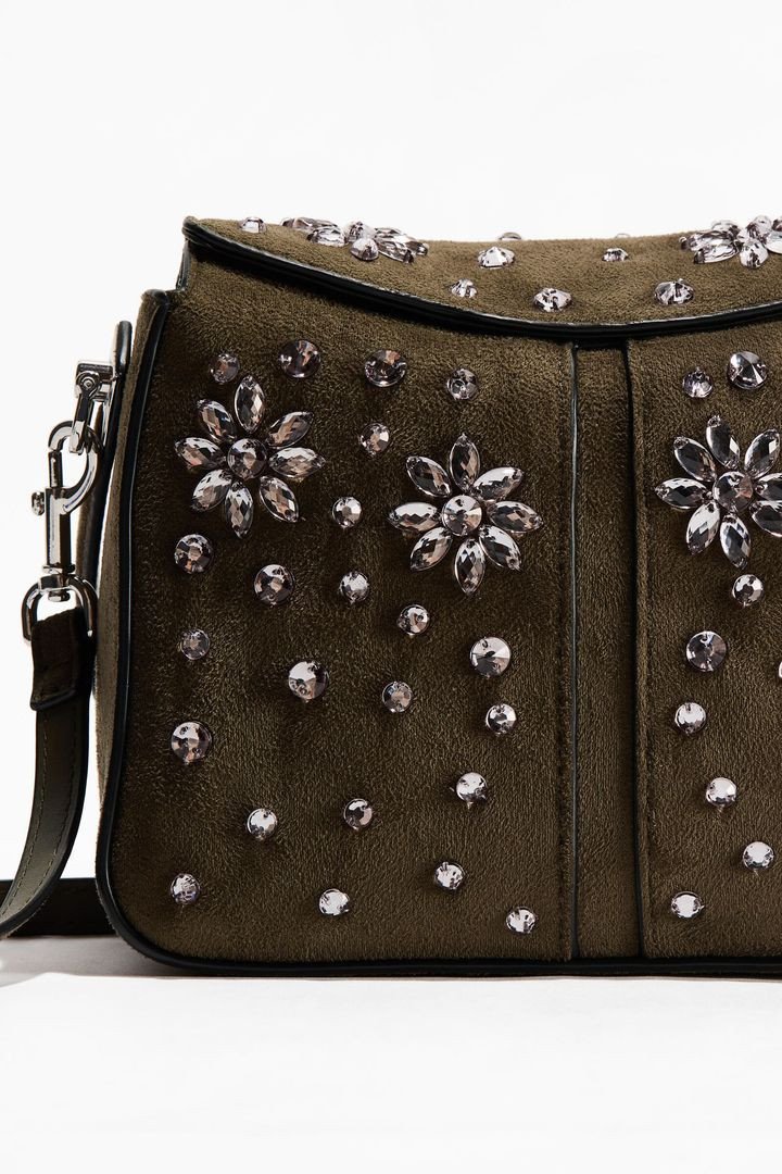 H&M Women Green Embellished Crossbody Bag Visit Store