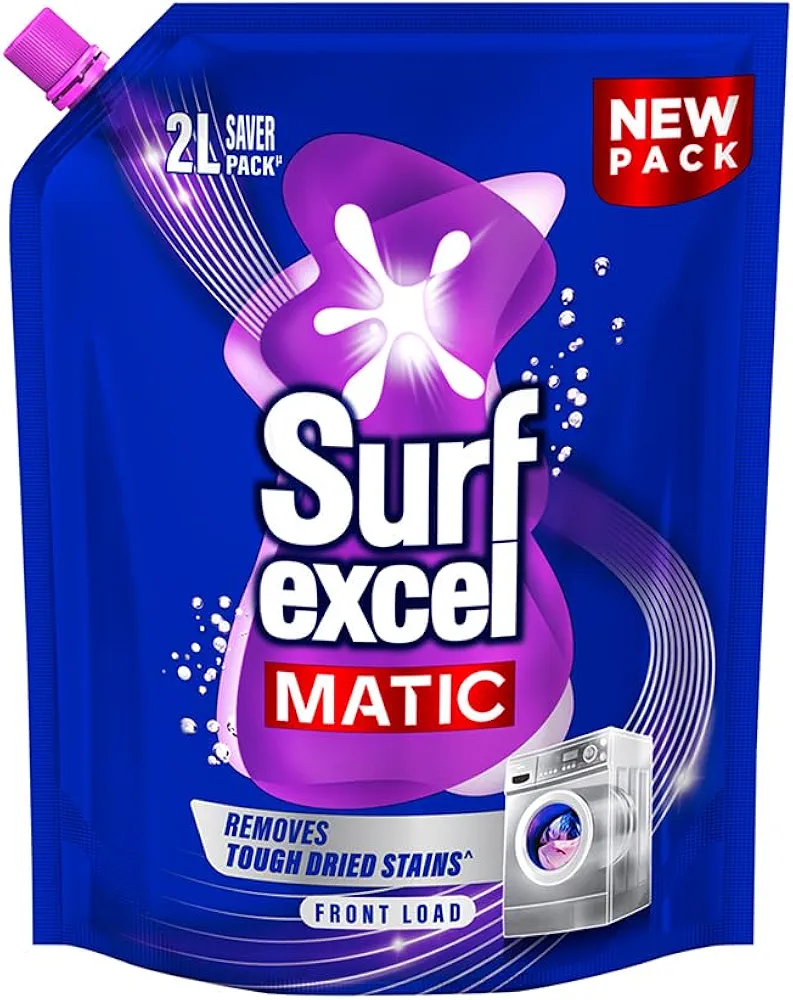 Surf Excel Matic Front Load Liquid Detergent 2 L Refill|| Specially designed to remove Tough Dried Stains, 1st time in Washing Machine