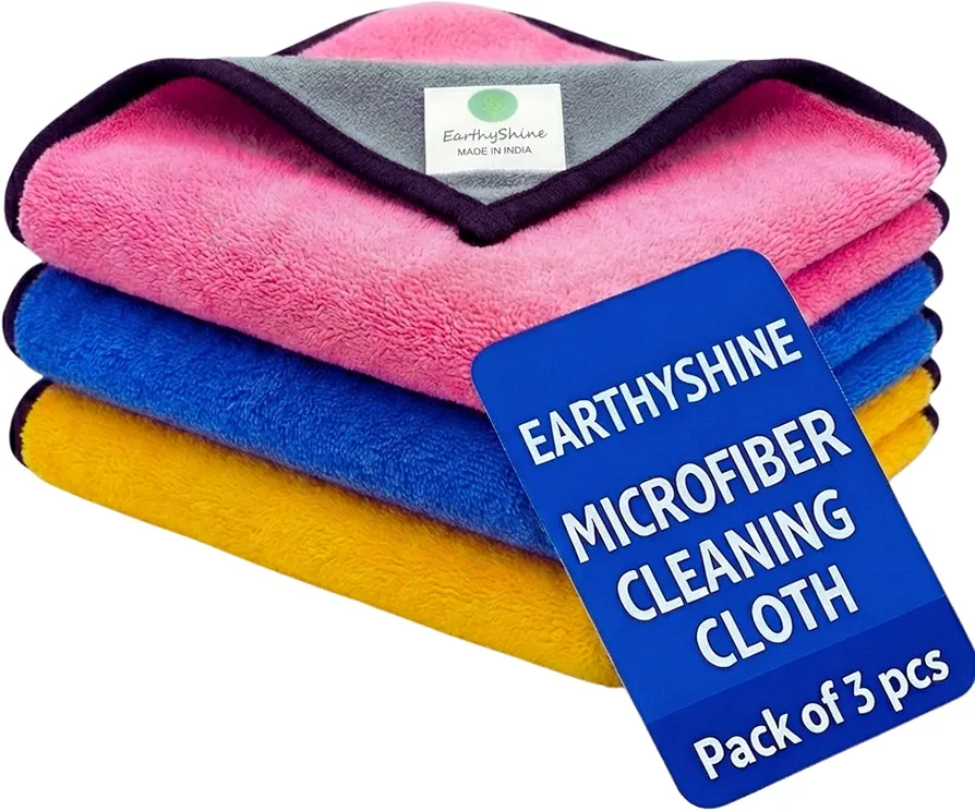 Microfiber Cleaning Cloths for Home, Kitchen, Dusting, Glass, Furniture & Other Surfaces (600 GSM, 40X30cm Pack of 3)