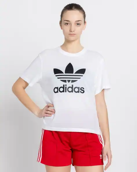Adidas Women Trefoil Brand Print Regular tshirt