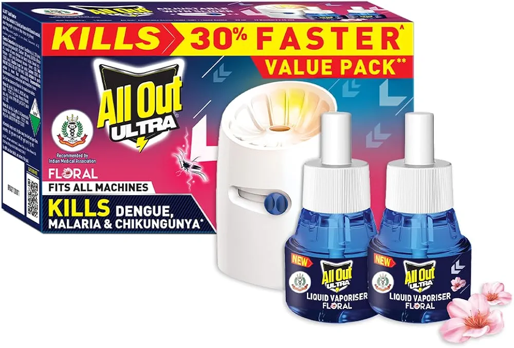 All Out Ultra Mosquito Repellant Refill, Floral Fragrance, 2 units