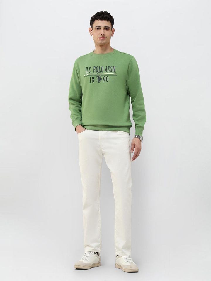 U.S. Polo Assn. Men's Brand Typography Printed Regular Fit Sweatshirt - Green