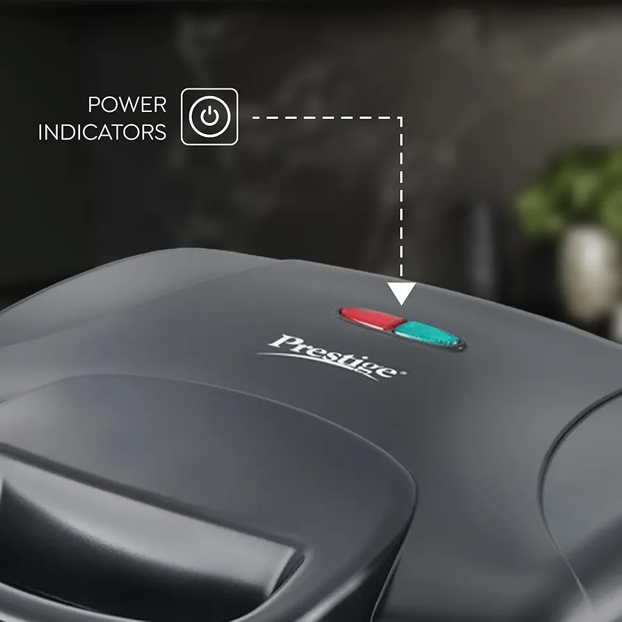 Prestige PGMFD 800 Watt Grill Sandwich Toaster | Non-Stick Grill Plates | Heat Resistant Bakelite Body | Auto Cut Off | Power & Ready Indicators | Easy to Clean | Black | 1Y Warranty | ISI Certified