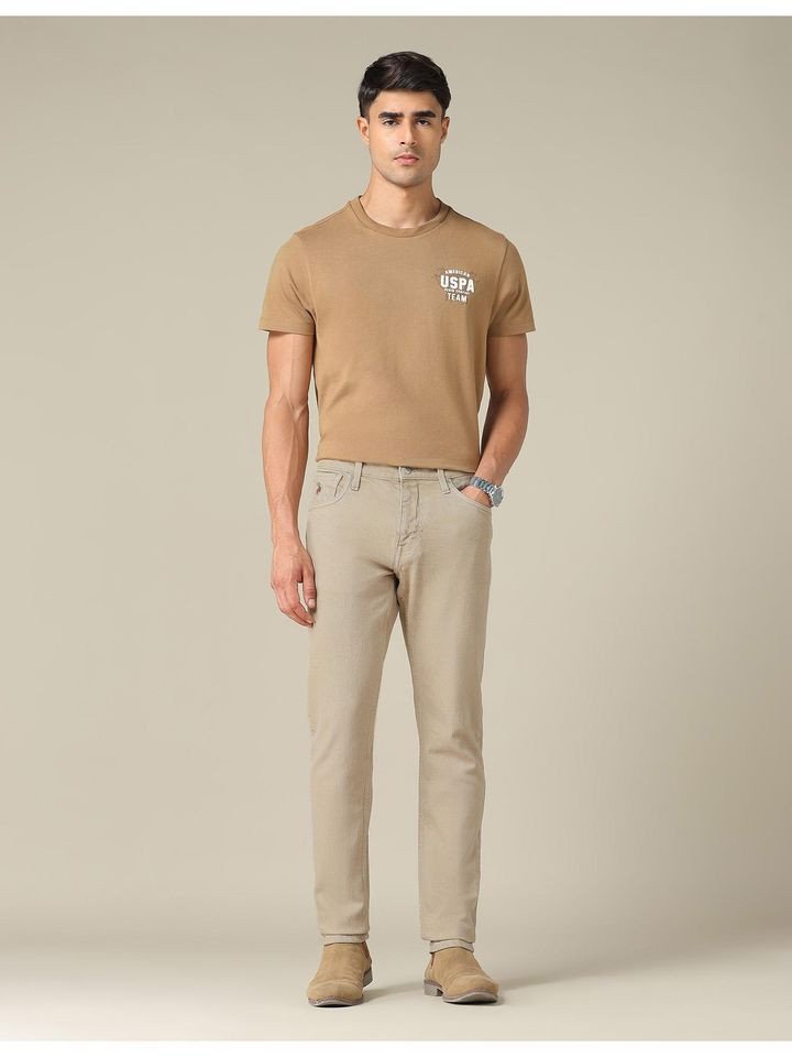 U.S. Polo Assn. Mens Brandon Slim Straight Fit Beige Jeans