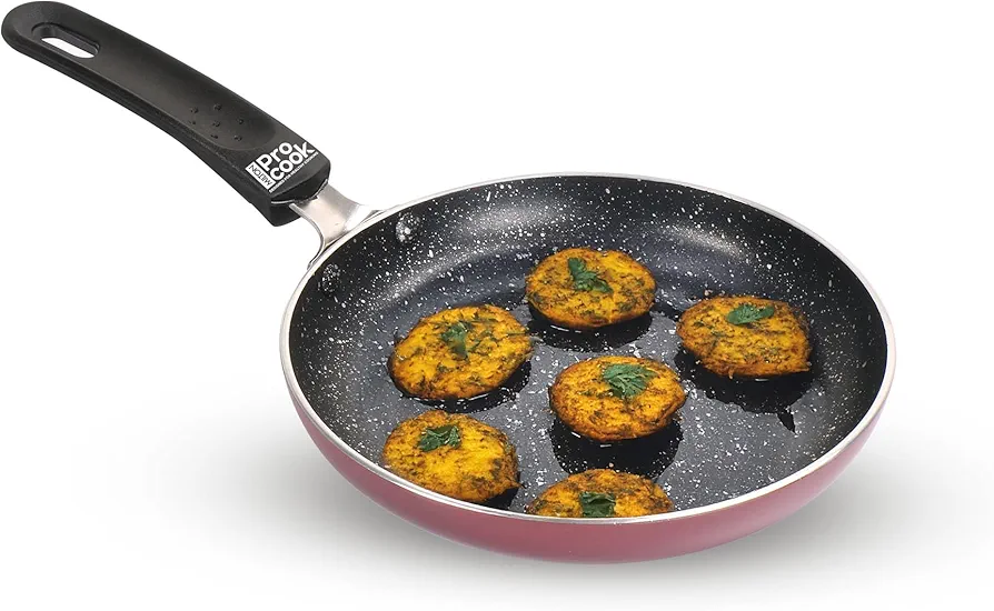 MILTON Pro cook Granito Non Induction Fry Pan, 14 cm, Burgundy, Flame Safe, Dishwasher Safe, Food Grade, Metal Spoon Friendly, Non - Stick, Bakelite Handle, 2 Years Warranty