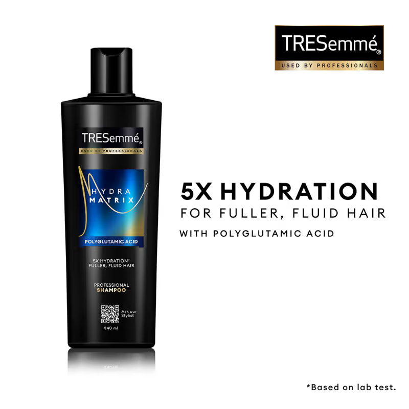 TRESemme Hydra Matrix Shampoo With Polyglutamic Acid for 100H of Hydrated, Fluid Hair (340ml)